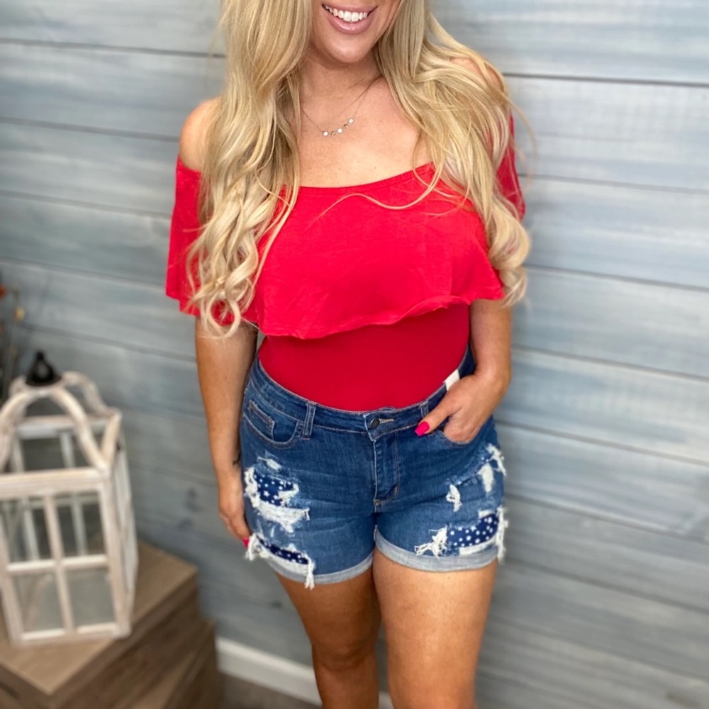NWT Boutique Judy Blue Star Patch Shorts SALE